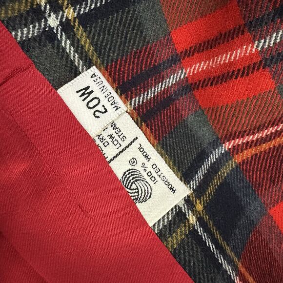 Evan Picone Womens Vintage 90s Oversize Blazer Plus Size 20W P Red Plaid Wool - Picture 8 of 13